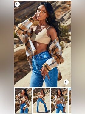 Plaid Shacket - Brown & Cream
